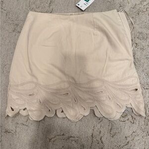 French Connection Cream Mini Skirt with Lace Detail